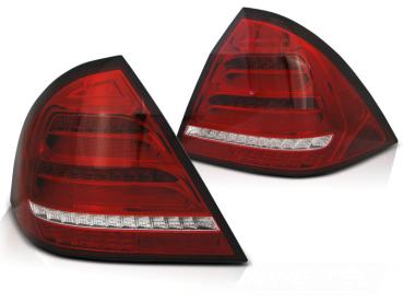 Voll LED Lightbar Rückleuchten für Mercedes C-Klasse W203 Limo  00-04 Rot/Chrom